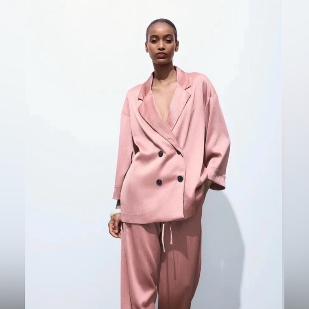 Zara Wrinkle Look Blazer and Pants Set